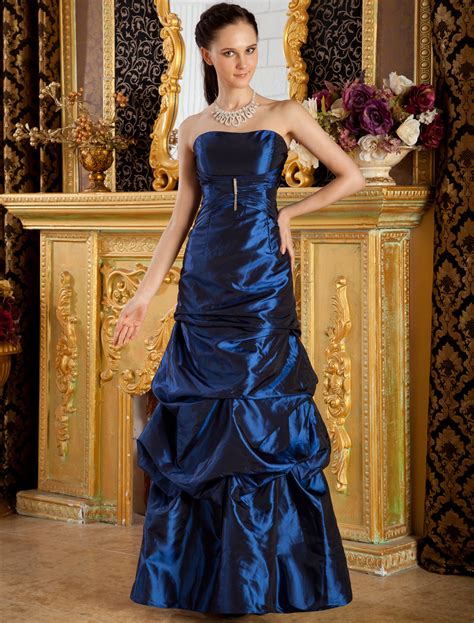 Royal Blue Strapless Toggle Taffeta Evening Dress