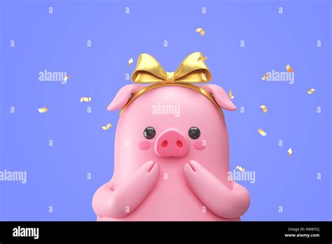 3d Gold Pig Character 2019 Year Of Pig Cartoon Design 019 Stock Photo