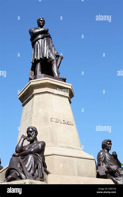 George Stephenson Memorial Statue Newcastle Upon Tyne England Uk