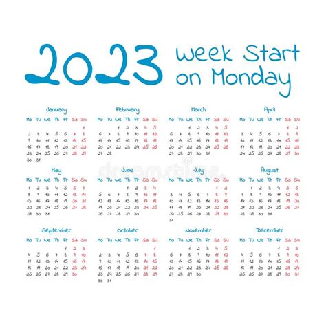 Calendario Simple De 2023 Años Ilustración Del Vector Ilustración De