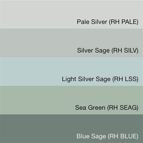 Find paint color matches for all restoration hardware color. SwatchDeck | Restoration Hardware "Silver Sage Collection" | Sage paint color, Silver sage paint ...