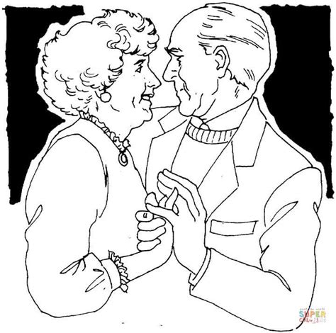 Old Couple Dancing Coloring Page Free Printable Coloring