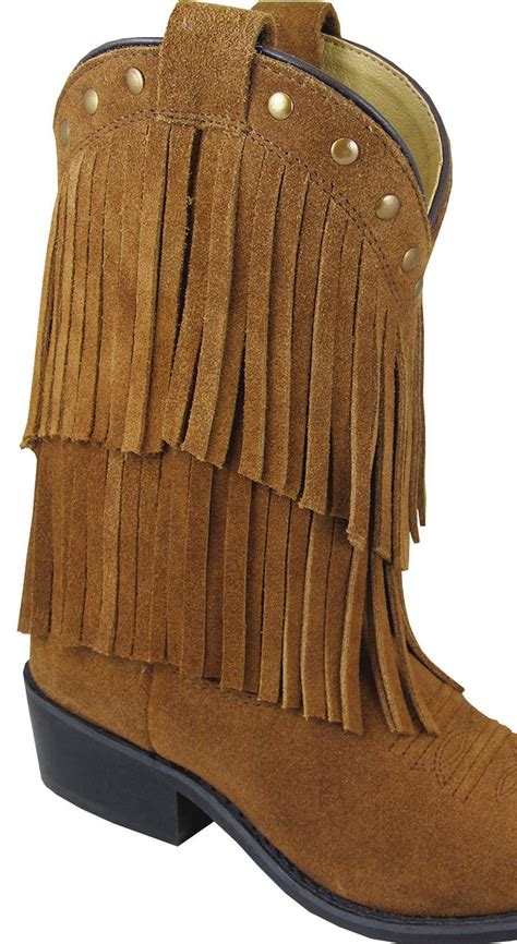 Smoky Mountain Boots Children Girls Wisteria Brown Leather Fringe 15 D