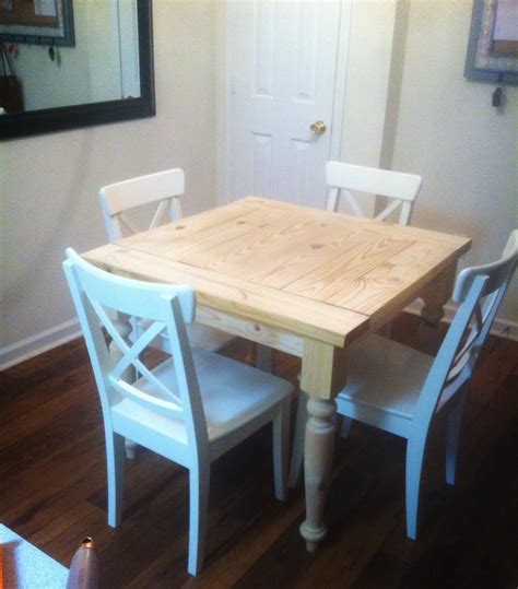 Loratti casual square dining room table, white. Ana White | Square Turned Leg Farmhouse Kitchen Table ...