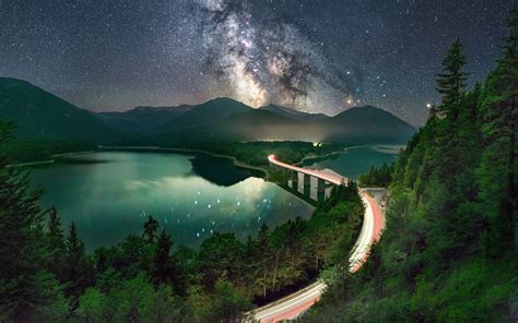 Milky Way Road Long Exposure 5k Macbook Air Wallpaper Download