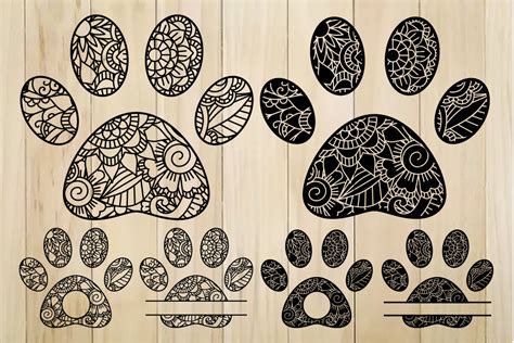 Download Zentangle Paws SVG, Paw Monogram Frames, Mandala Paw SVG ...