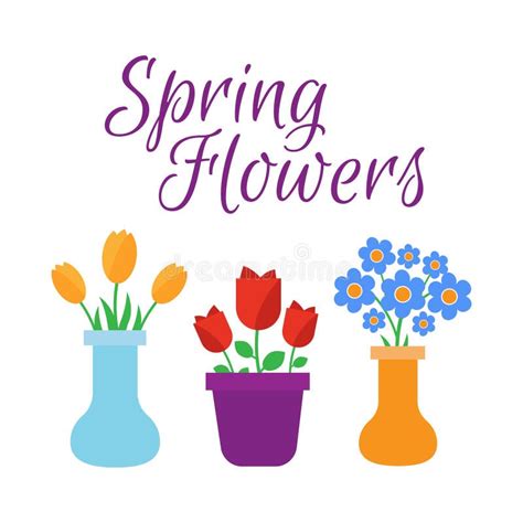 Spring Flowers Cute Vector Spring Flowers Icons Stock Illustration