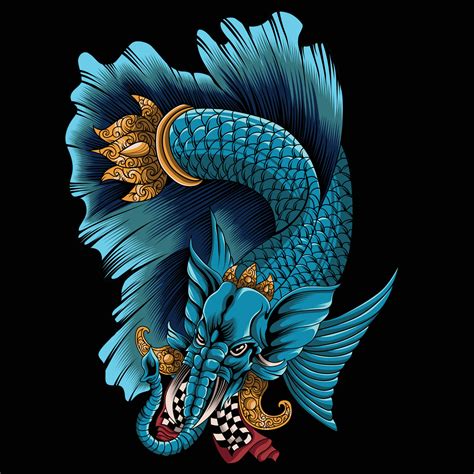 graphic vector illustration cartoon of gajah mina balinese mitology god