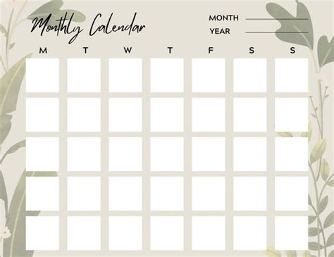 Monthly Calendar Etsy