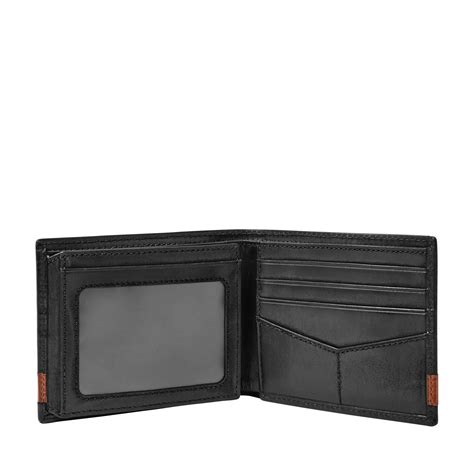 Fossil Mens Quinn Genuine Leather Wallet Flip Id Bifold Card Case