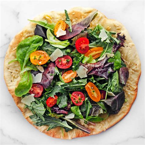 Mixed Greens Salad Pizza With Parmesan Crust Last Ingredient