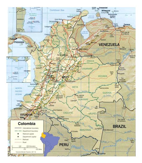 Detailed Political And Administrative Map Of Colombia With Relief