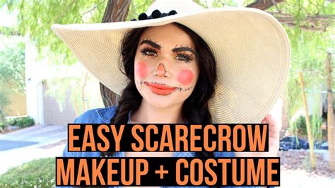 glam scarecrow easy halloween makeup diy costume youtube