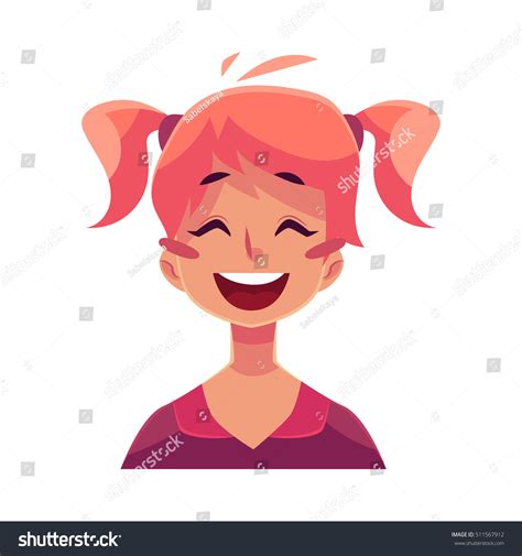 Teen Girl Face Laughing Facial Expression Stock Vector 511567912
