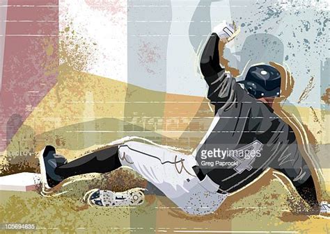 Baseball Player Sliding High Res Illustrations Getty Images