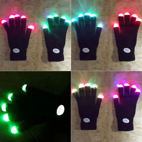 1 Pair Of Colorful Led Gloves Rave Light Finger Lighting Flashing