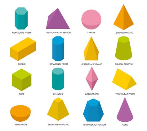 Simple Isometric Shapes Multicolor Isolated Geometric Elements Math