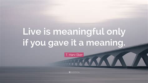T Harv Eker Quote Live Is Meaningful Only If You Gave It A Meaning