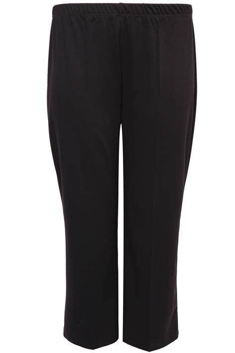 Black Pull On Ponte Bootcut Trousers Plus Size 14 16 18 20 22 24 26 28 30 32