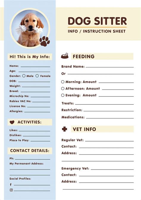 Pet Sitter Free Printable