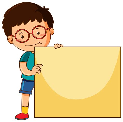 Little Boy Holding Blank Board 433097 Vector Art At Vecteezy