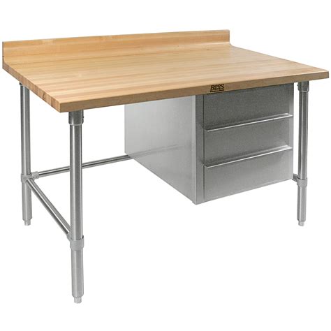 John Boos And Co Bt1s04 Wood Top Work Table With Stainless Steel Base 4