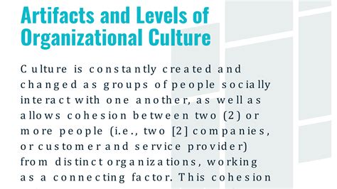 Solution Artifacts And Levels Of Organizational Culture Studypool