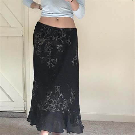 Y2k Vintage Ditzy Floral Micro Mesh Midi Maxi Skirt Depop