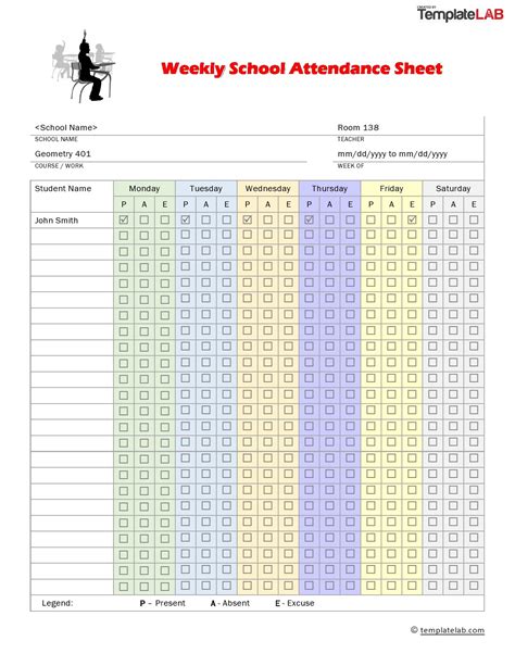 43 Free Printable Attendance Sheet Templates Templatelab