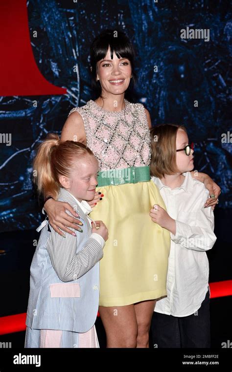 Lily Allen Center Poses With Daughters Marnie And Ethel Cooper At The Premiere Of Stranger