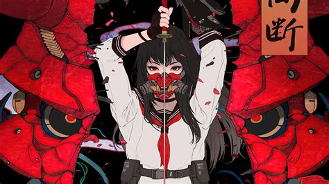 Girl With Katana And Oni Mask 3840x2160 Wallpaper