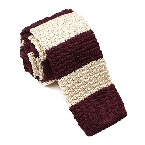 Burgundy Vanilla Knitted Tie Knit Ties Knits Necktie Neckties Otaa