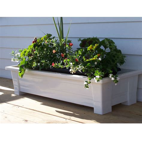 Plastic planters come in hundreds of designs, sizes and colors to suit your style and, when coupled with a planting tray, keep the surrounding area tidy. Lightweight Durable Plastic Resin Rectangular Garden ...