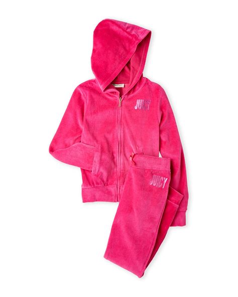 Juicy Couture Girls 7 16 Two Piece Fuchsia Velour Jogging Suit Jogging Suit Girls Couture