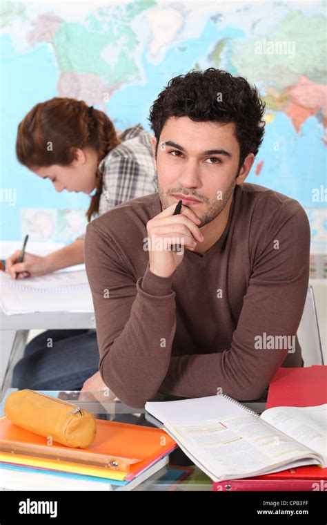 Student Studying In The Classroom Stock Photo Alamy