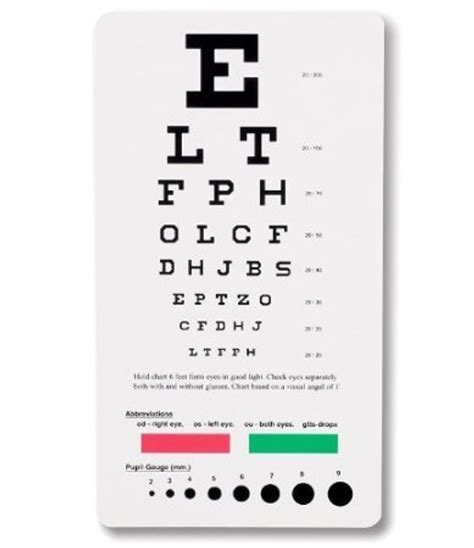 Emi Snellen Pocket Eye Chart
