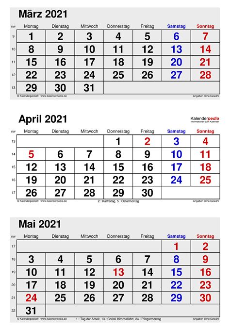 2021 calendar in excel format. Kalender April 2021 als Excel-Vorlagen