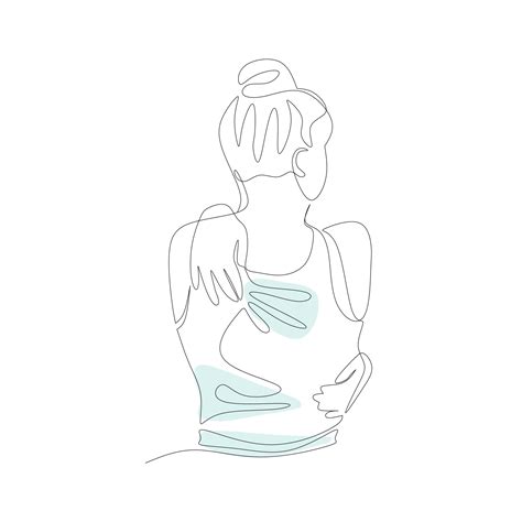 Vector Illustration Of A Girl Hugging Herself Drawn In Line Art Style Vector Art At Vecteezy