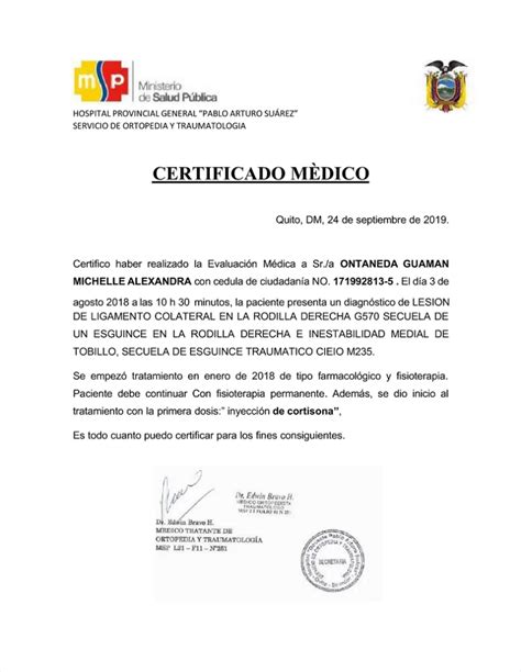 Certificado M Dico De Salud