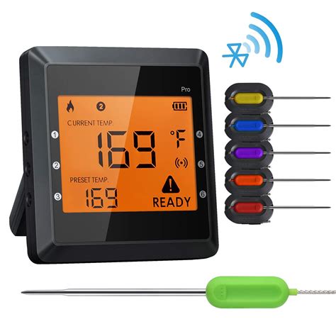 Bluetooth Meat Thermometer With 6 Probes Wireless App Control Remote