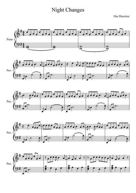 How To Play Night Changes On Piano High Quality Piano Sheet Music For