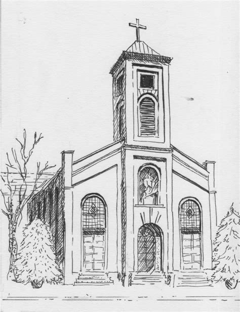Building Sketch Building Drawing Building Art Catholic Churches