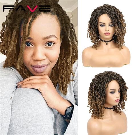 Fave Nu Faux Locs Braided Dreadlocks Synthetic Wig Black Brown Color
