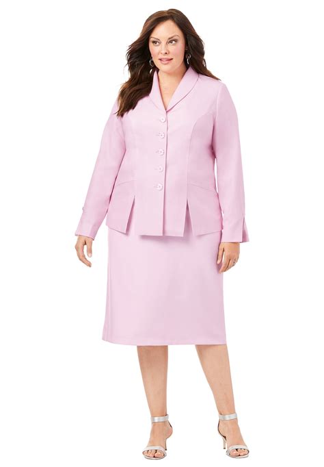 Roamans Roamans Womens Plus Size Two Piece Skirt Suit With Shawl