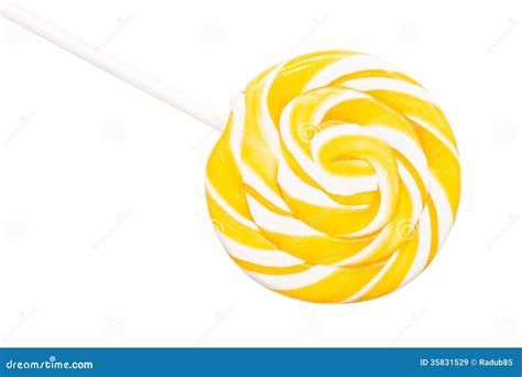 Sweet Yellow Spiral Lollipop Stock Image Image Of Lolly Background
