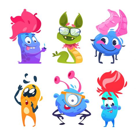 Cartoon Monsters Funny Monster Characters Vector