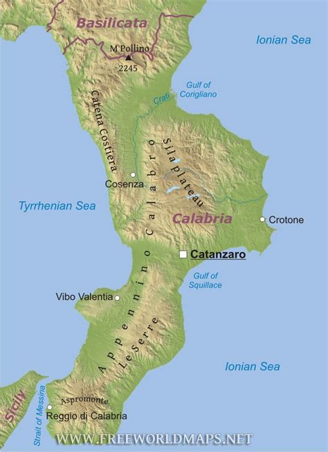 Calabria Physical Map