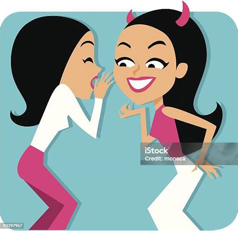 Two Girls Gossiping Cartoon Illustration Stock Illustration Download Image Now Adult