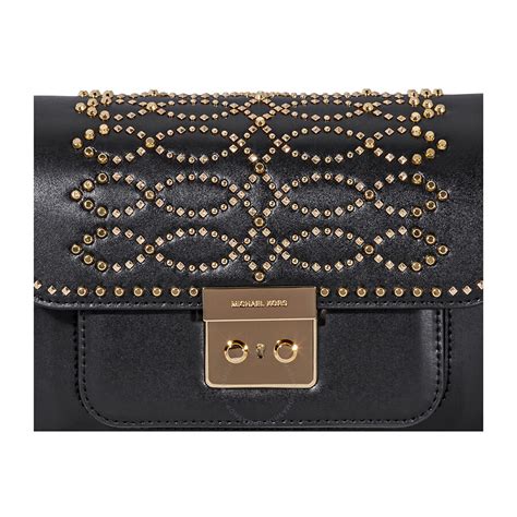 Michael Kors Sloan Studded Leather Shoulder Bag Black Sloan