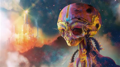 Artwork Digital Art Aliens Psychedelic Colorful